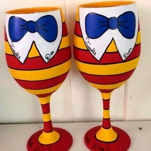 Tweedle Dee and Tweedle Dum set of glasses